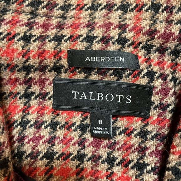 Talbots Red/Black/Tan Houndstooth Shetland Aberdeen Blazer Size 8 - Picture 5 of 9